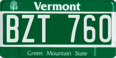 VT license plate BZT760
