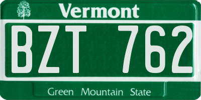 VT license plate BZT762