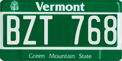 VT license plate BZT768