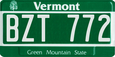 VT license plate BZT772