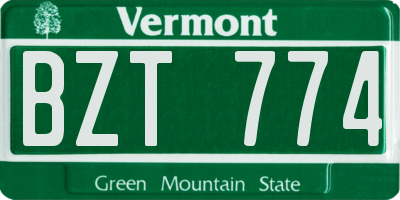 VT license plate BZT774