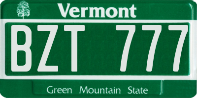 VT license plate BZT777