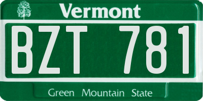 VT license plate BZT781