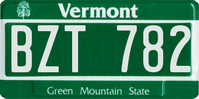 VT license plate BZT782