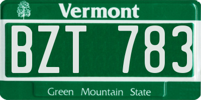 VT license plate BZT783