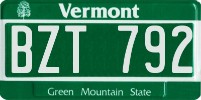 VT license plate BZT792