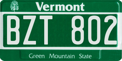VT license plate BZT802