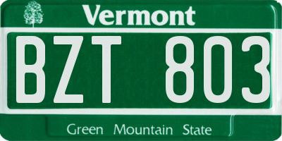 VT license plate BZT803