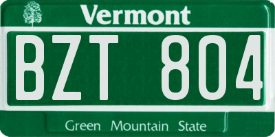 VT license plate BZT804