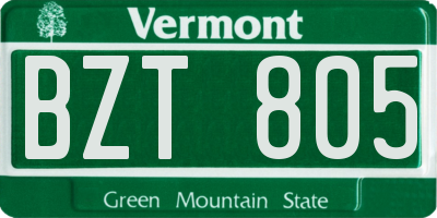VT license plate BZT805