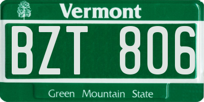 VT license plate BZT806