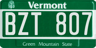 VT license plate BZT807
