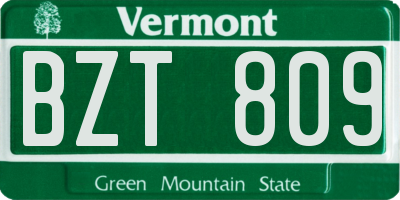 VT license plate BZT809