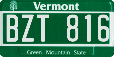 VT license plate BZT816