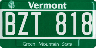 VT license plate BZT818