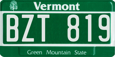 VT license plate BZT819