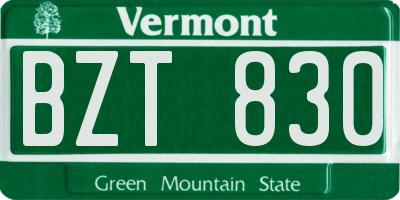 VT license plate BZT830