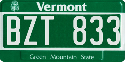 VT license plate BZT833