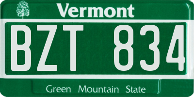 VT license plate BZT834