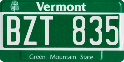 VT license plate BZT835