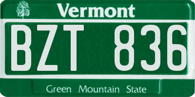 VT license plate BZT836