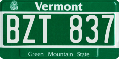 VT license plate BZT837