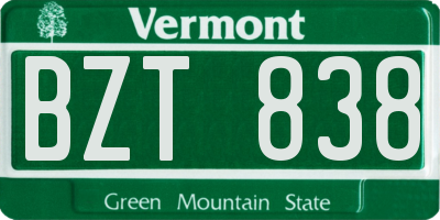 VT license plate BZT838