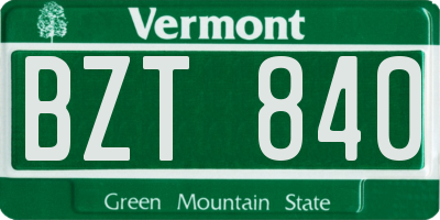 VT license plate BZT840
