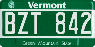 VT license plate BZT842