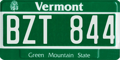 VT license plate BZT844