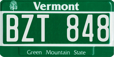 VT license plate BZT848