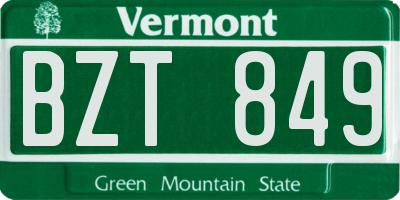 VT license plate BZT849