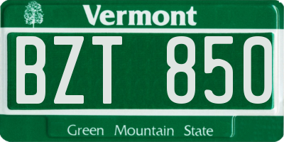 VT license plate BZT850