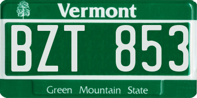 VT license plate BZT853