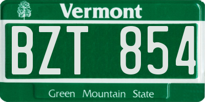 VT license plate BZT854