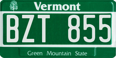 VT license plate BZT855