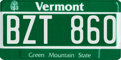 VT license plate BZT860