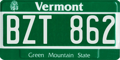 VT license plate BZT862