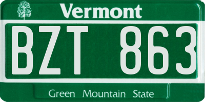VT license plate BZT863