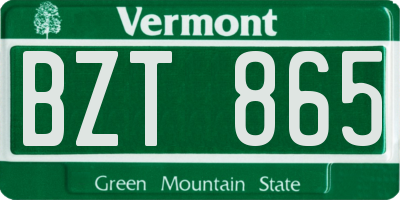 VT license plate BZT865