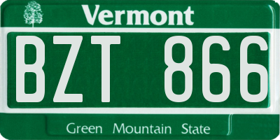 VT license plate BZT866