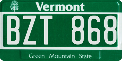 VT license plate BZT868