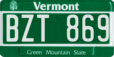 VT license plate BZT869