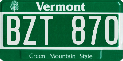 VT license plate BZT870