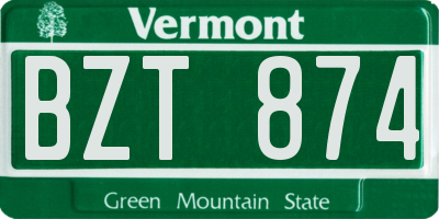 VT license plate BZT874