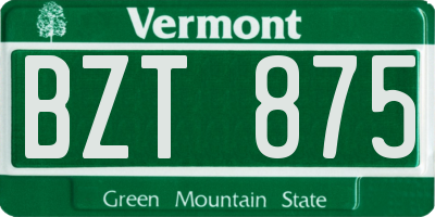 VT license plate BZT875