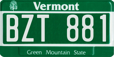 VT license plate BZT881