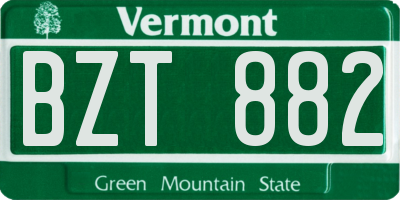 VT license plate BZT882