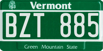 VT license plate BZT885