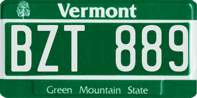 VT license plate BZT889